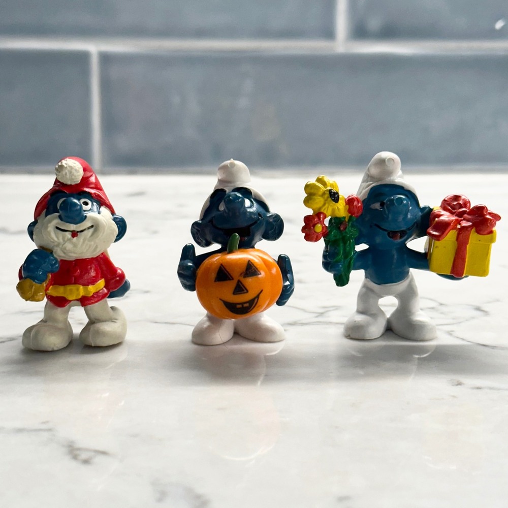 Set of 7 Vintage 70s-80s Smurf Figurines Peyo Schleich Holidays/Special Events - Picture 5 of 15